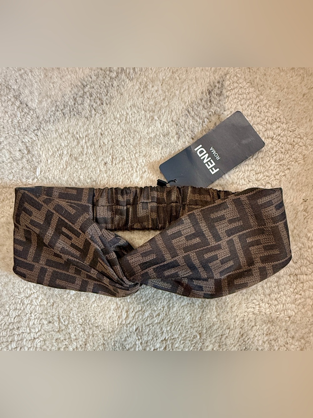 Fendi Brown/Dark Brown FF Motif Jacquard Headband
